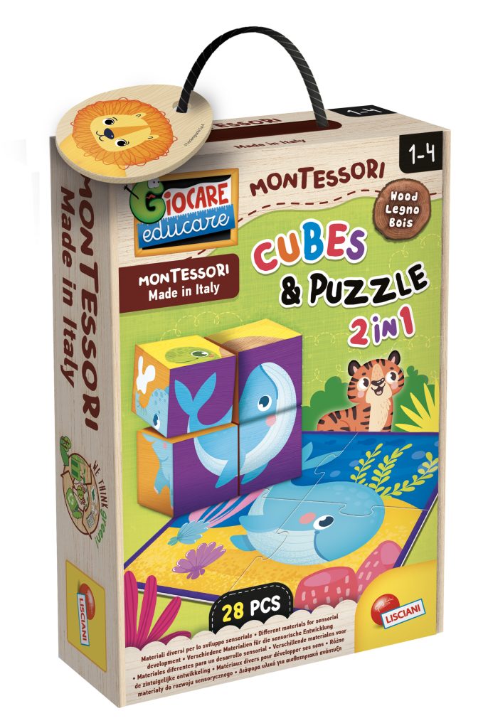 Foto 1 des Spiels MONTESSORI BABY WOOD CUBES AND PUZZLE 2 IN 1