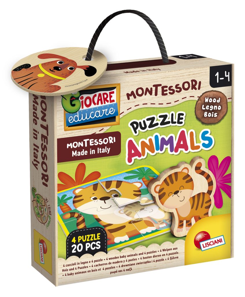 Lisciani - 6 Puzzles 2 En 1 Animales Montessori 24 Piezas Grandes